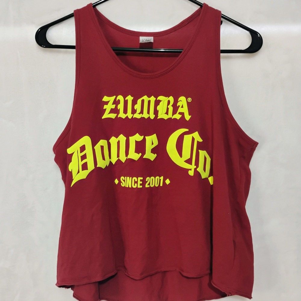 Zumba Dance Co Spicy Red Graphic Tank Top Sleeveless Cotton Small V